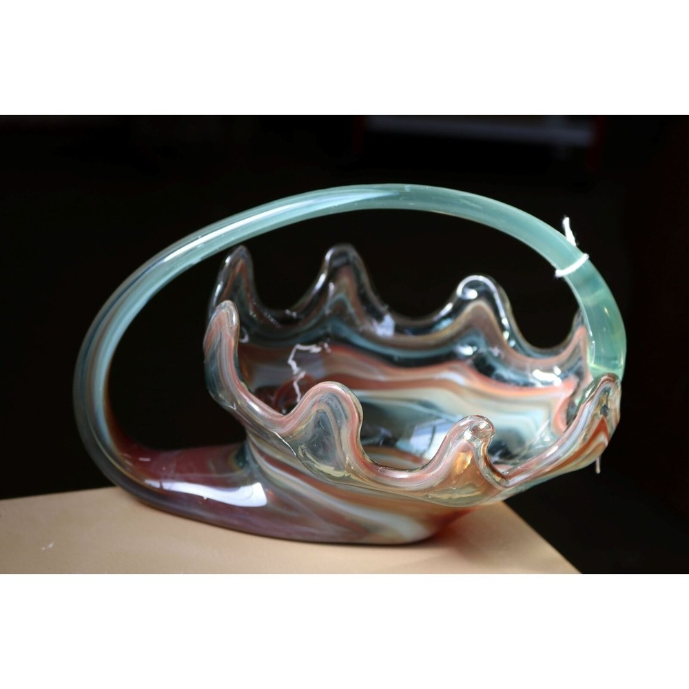 Vintage Murano Glass Cornucopia Basket